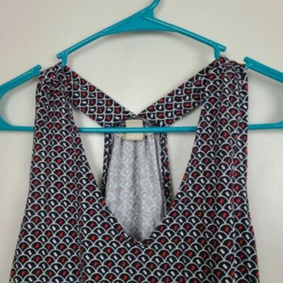 Banana Republic Racerback Tank Top XS Navy Red White Geometric Print - Picture 2 of 5